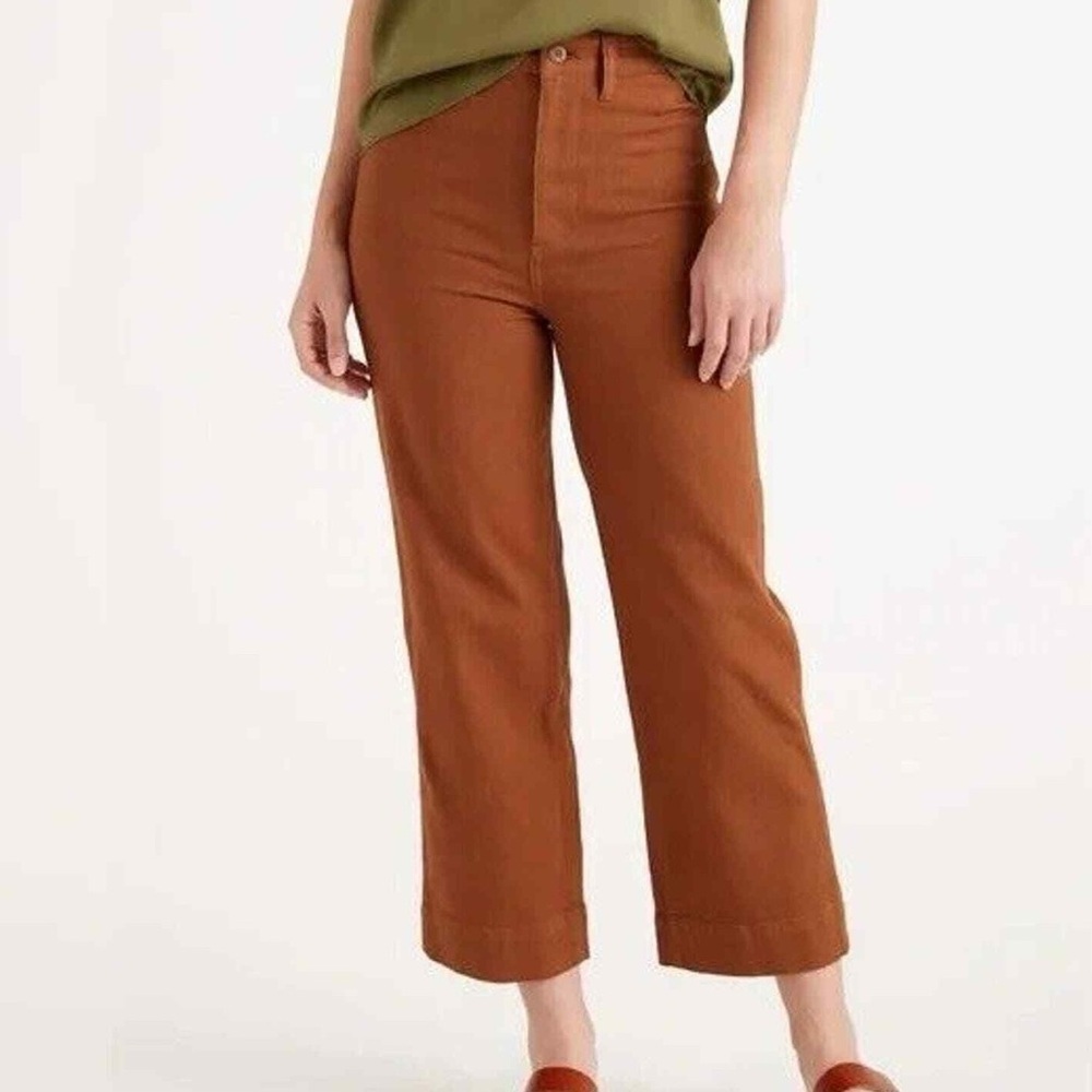 Quince stretch twill Rust Cropped Wide-Leg Pants